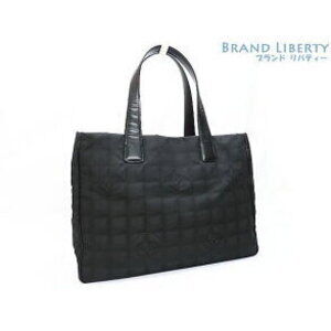 Chanel Travel Line Tote Shoulder Bag Black Nylon Leather